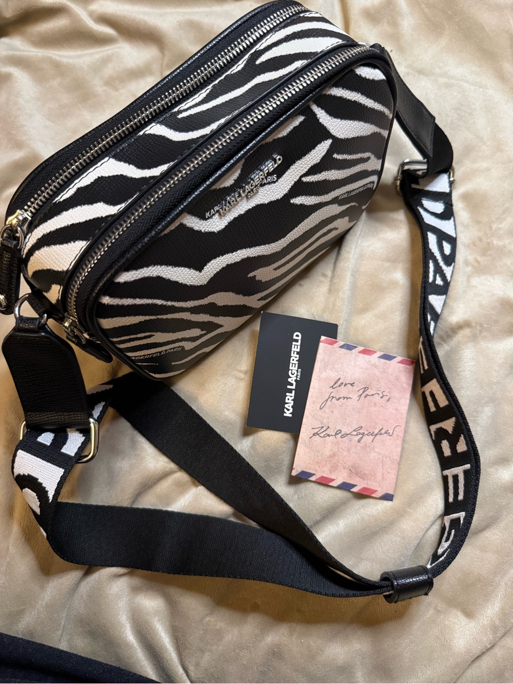 Karl Lagerfeld Black & White Zebra Crossbody Camera Bag NWT🔥